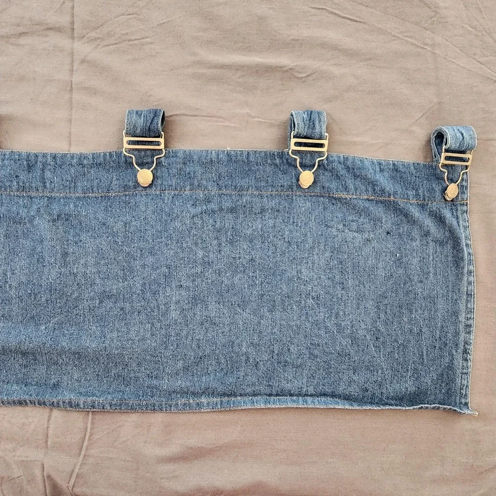 Denim Curtain Valance Panel Overall‎ Tab Top Rustic Farmhouse Decor Window